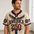 [FREESHIP] Personalized 250 Years of Freedom Army Jersey, Military Eagle Patriotic Shirt, Custom Name 1776 2026 Veteran Gift for Men Dad
