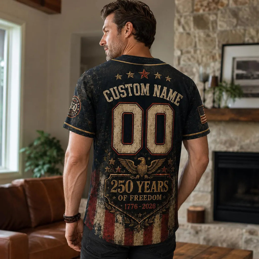 [FREESHIP] Custom America 250th Anniversary Baseball Jersey, Past to Future 1776-2026 Shirt, Tech Skyline Semiquincentennial Custom Name Apparel