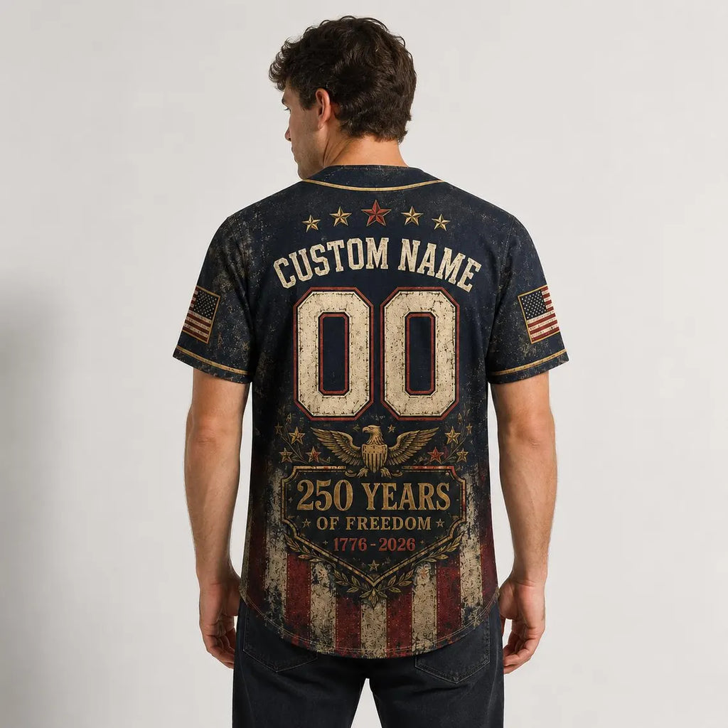 [FREESHIP] Custom America 250th Anniversary Baseball Jersey, Past to Future 1776-2026 Shirt, Tech Skyline Semiquincentennial Custom Name Apparel
