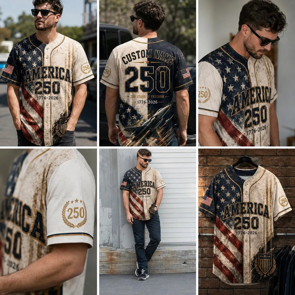 [FREESHIP] Custom US Air Force 250th Anniversary Jersey, Fighter Jet Military 1776-2026 Shirt, Distressed Patriotic Veteran Custom Name Gift