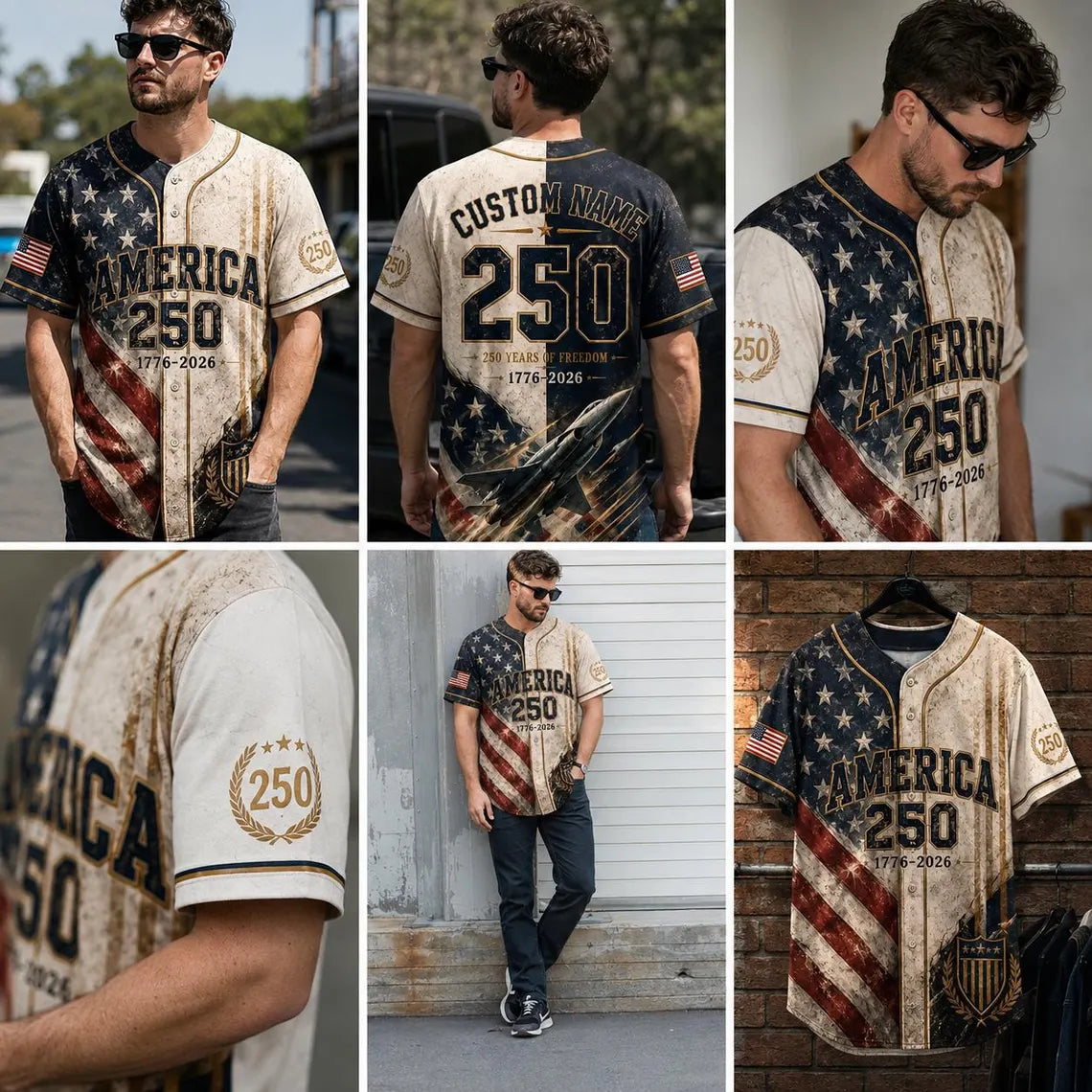 [FREESHIP] Custom US Air Force 250th Anniversary Jersey, Fighter Jet Military 1776-2026 Shirt, Distressed Patriotic Veteran Custom Name Gift