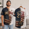 [FREESHIP] Custom USA Baseball Jersey, Distressed 1776 2026 Commemorative Shirt, Rustic Patriotic Clothing, Fourth of July Vintage Streetwear